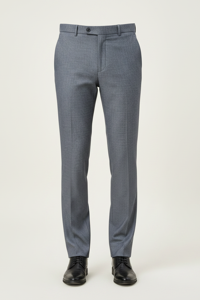 Pantalon Gris Habillé Élégant Affaires Homme Ajusté - Laine - vue 3
