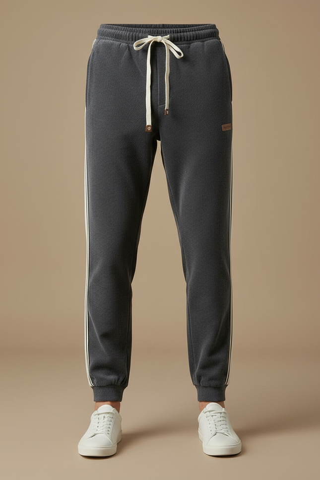 Pantalon Gris Côtelé Jogging Décontracté Vintage - Cordé - vue 3