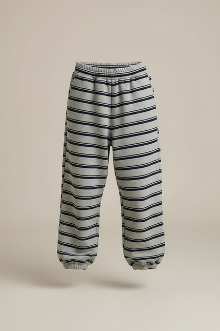 Pantalon Gris Rayé Loose Enfant Décontracté Coton - Molleton - vue 3