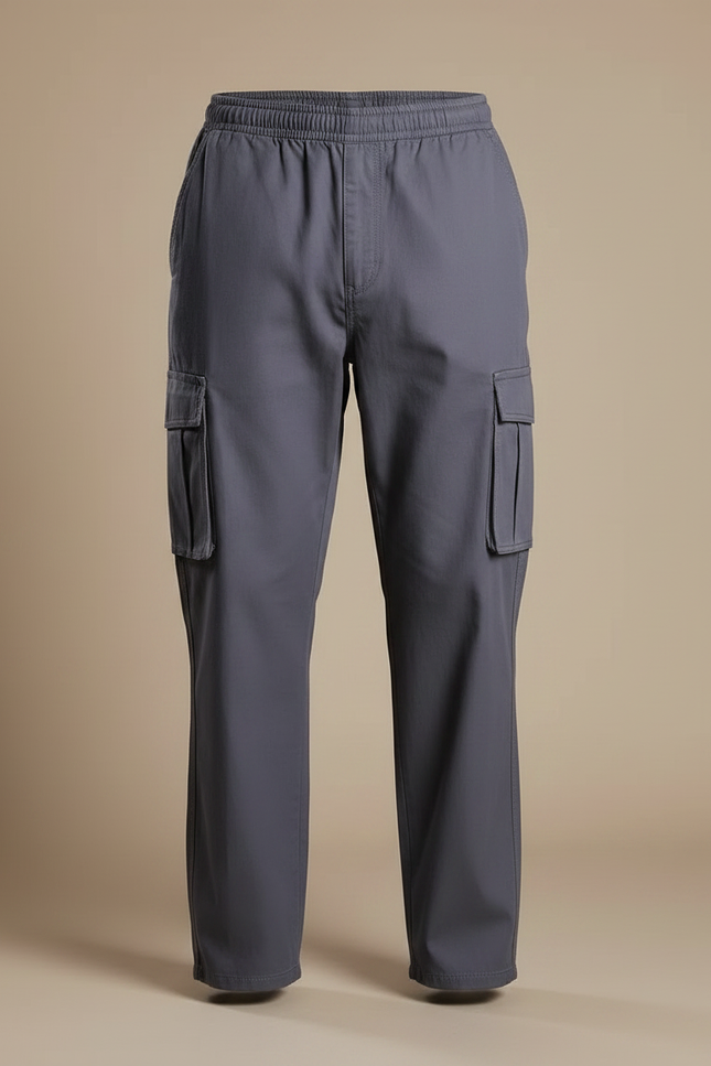 Pantalon Gris Cargo Homme Coton Droit Confortable - vue 3
