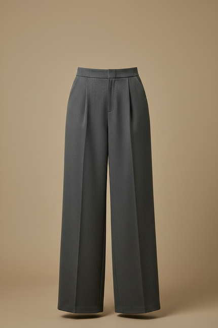 Pantalon Gris Ample Plissé Fluide Élégant Femme - Gabardine - vue 3
