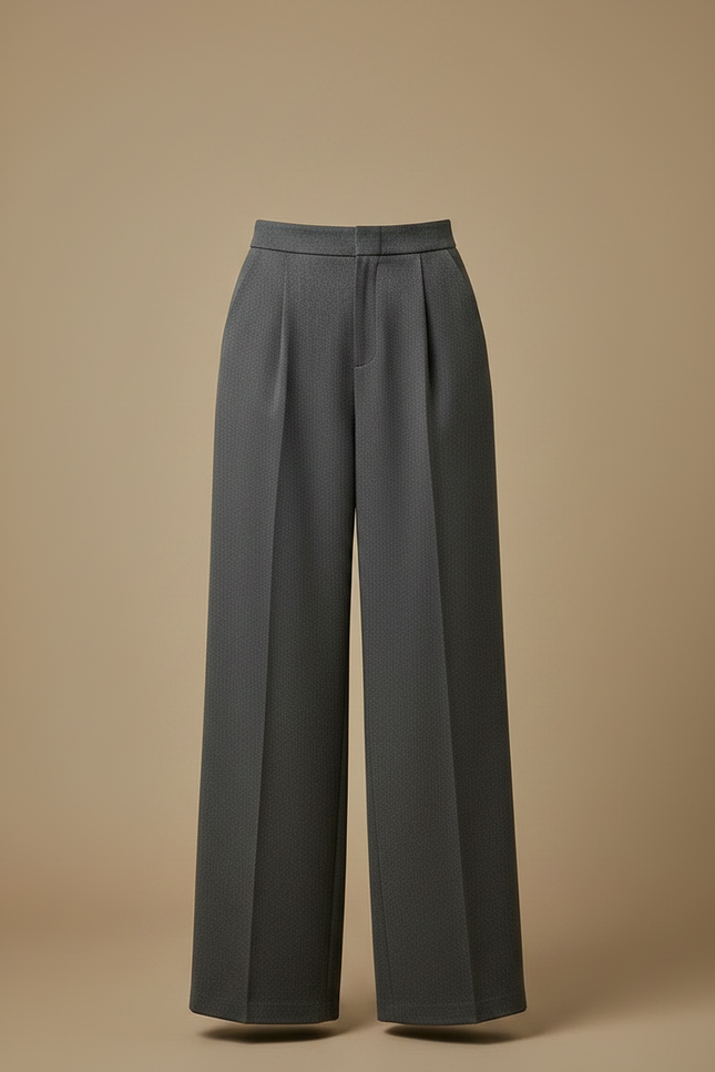 Pantalon Gris Ample Plissé Fluide Élégant Femme - Gabardine - vue 3