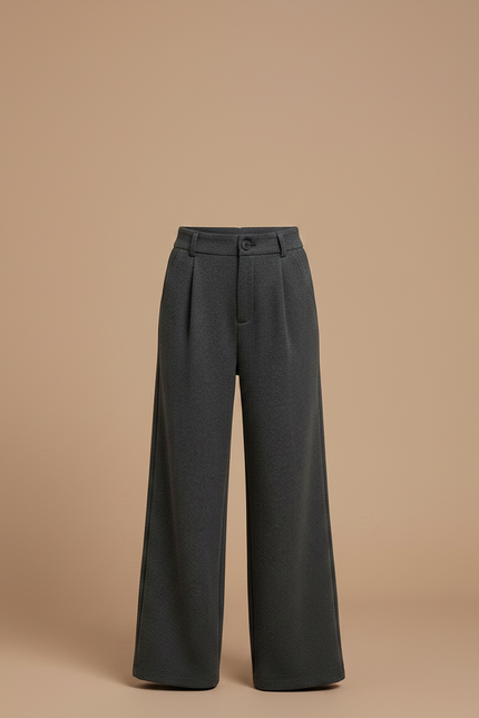 Pantalon Gris Ample Plissé Taille Haute Femme - Molleton - vue 3