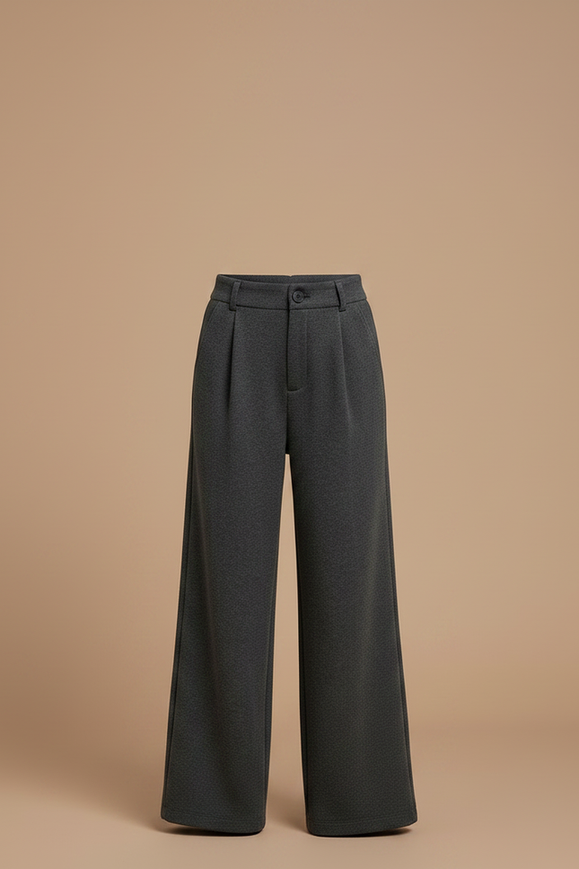 Pantalon Gris Ample Plissé Taille Haute Femme - Molleton - vue 3