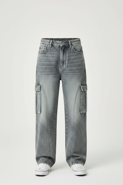 Pantalon Gris Cargo Ample Denim Garçon - Jean - vue 3