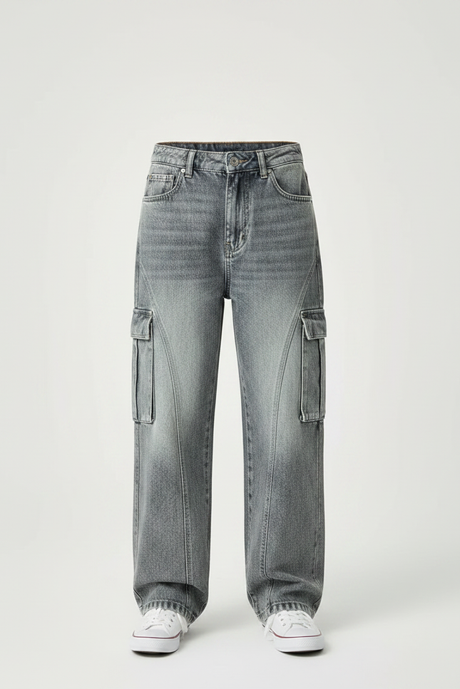 Pantalon Gris Cargo Ample Denim Garçon - Jean - vue 3