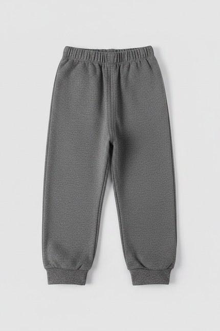 Pantalon Gris Molletonné Enfant Sport Décontracté Uni - vue 2
