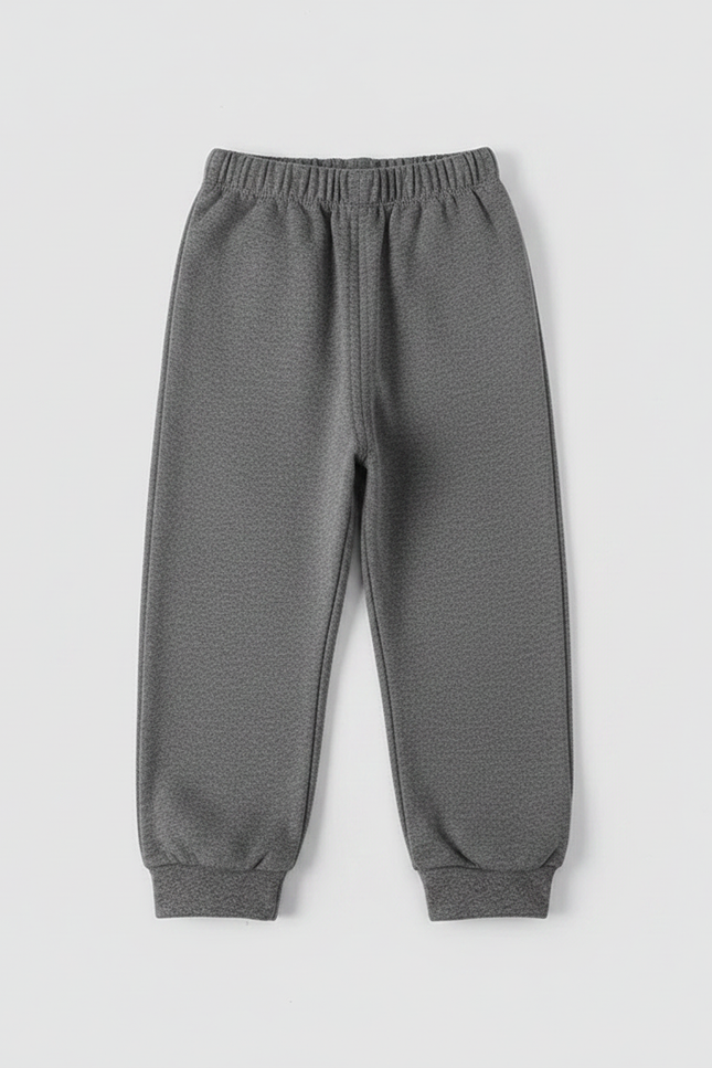 Pantalon Gris Molletonné Enfant Sport Décontracté Uni - vue 2