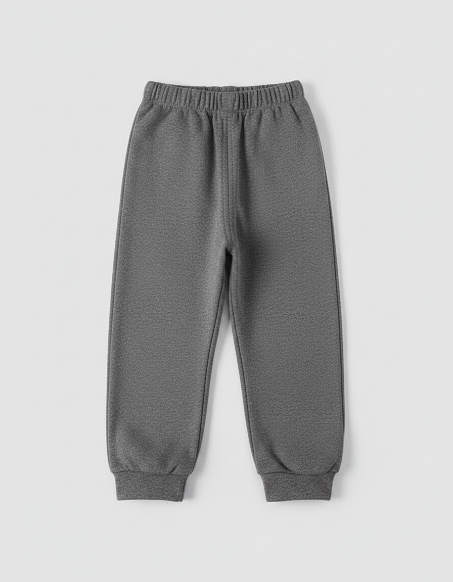 Pantalon Gris Molletonné Enfant Sport Décontracté Uni - vue 2