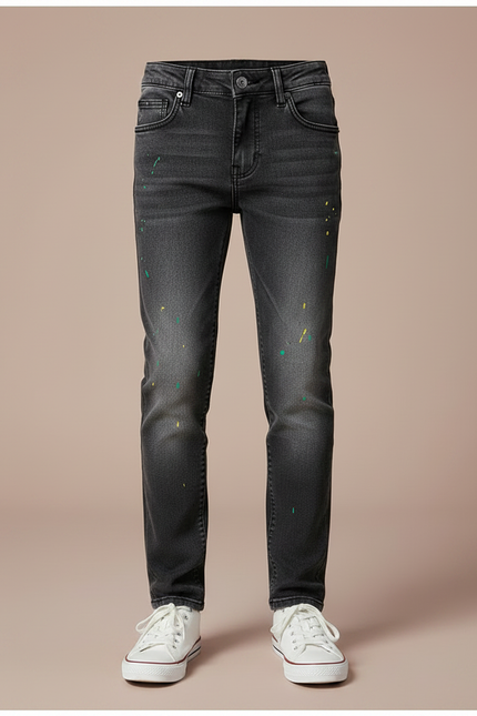 Pantalon Gris Garçon Décontracté Jeans Peinture Colorée - vue 3