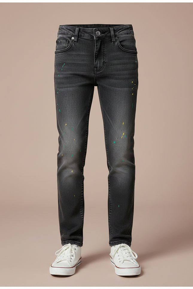 Pantalon Gris Garçon Décontracté Jeans Peinture Colorée - vue 3