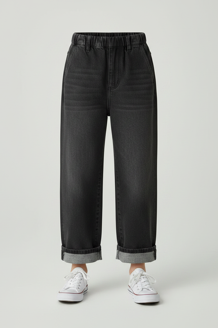 Pantalon Gris Large Décontracté Enfant Coton - Jean - vue 3