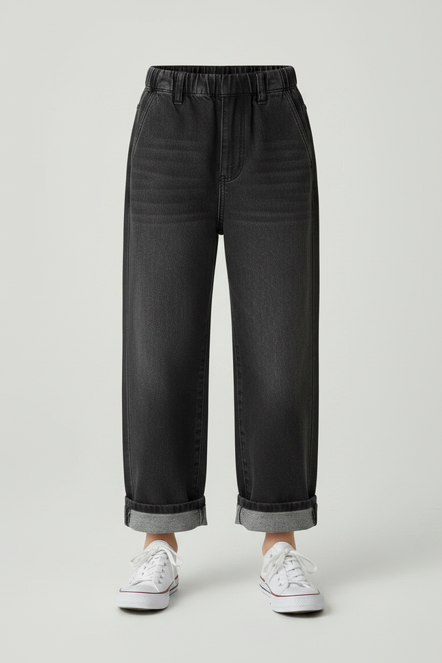 Pantalon Gris Large Décontracté Enfant Coton - Jean - vue 3