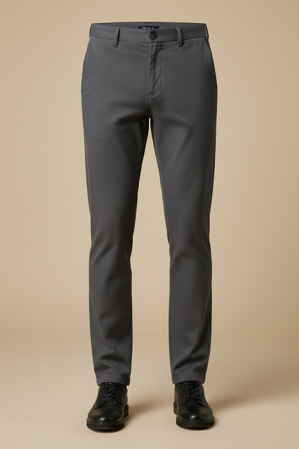 Pantalon Gris Homme Droit Décontracté Élastique - Gabardine - vue 3