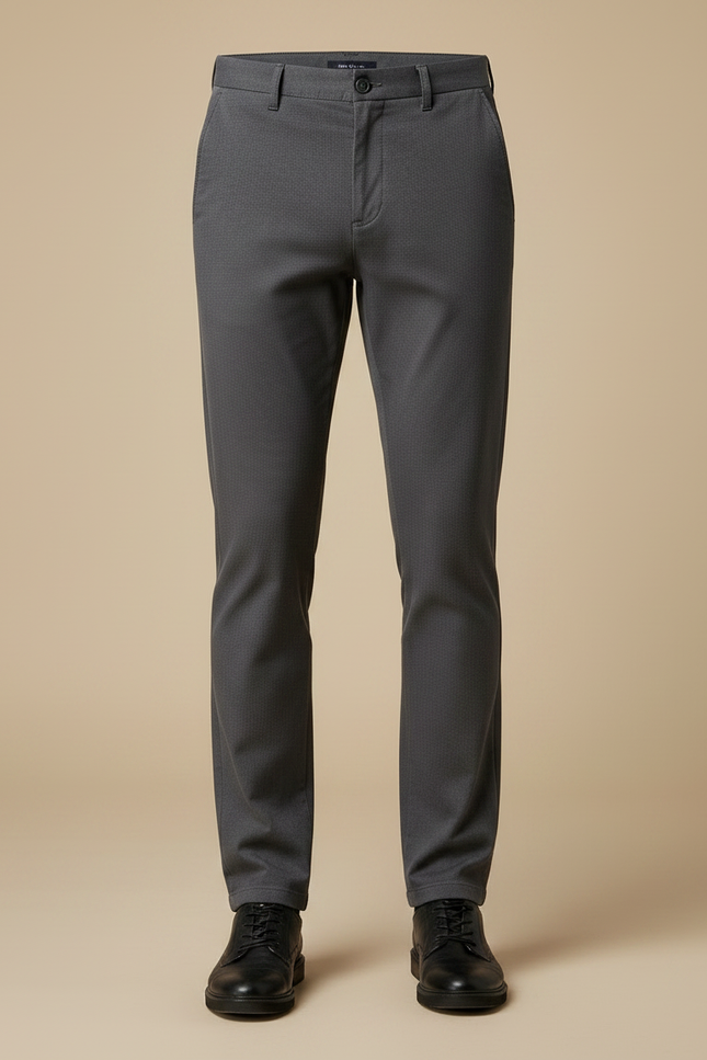 Pantalon Gris Homme Droit Décontracté Élastique - Gabardine - vue 3