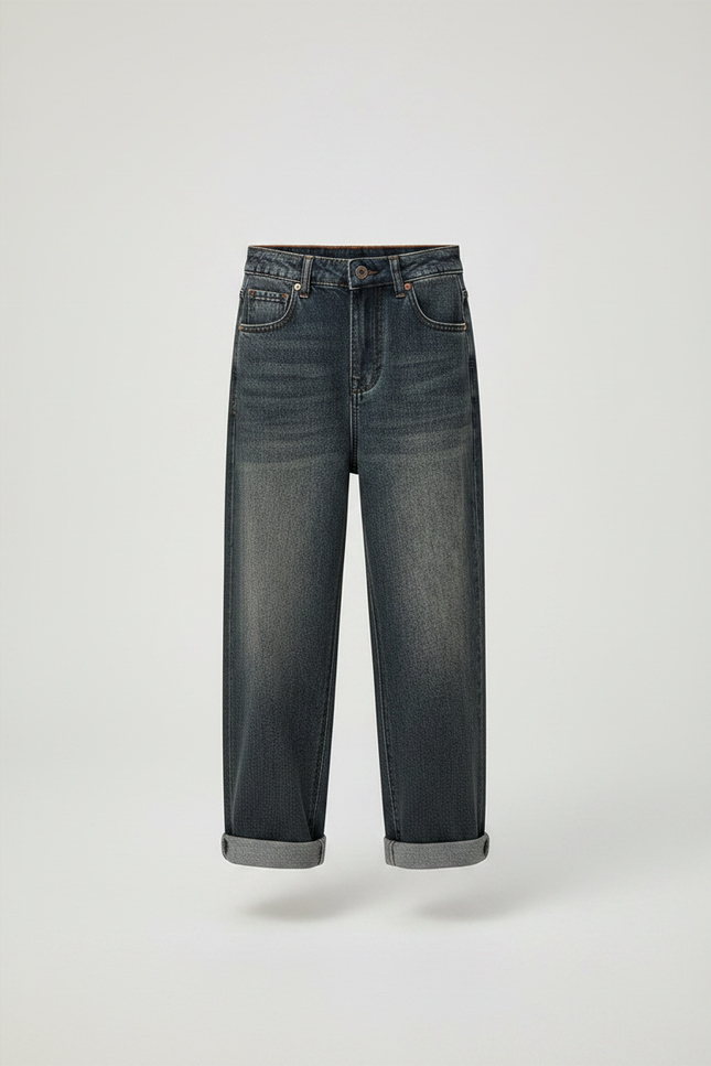 Pantalon Gris Denim Ample Décontracté Bicolore - Jean - vue 3