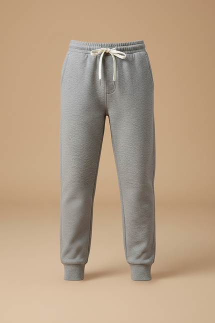 Pantalon Gris Molletonné Jogging Cordon Enfant Décontracté - vue 3