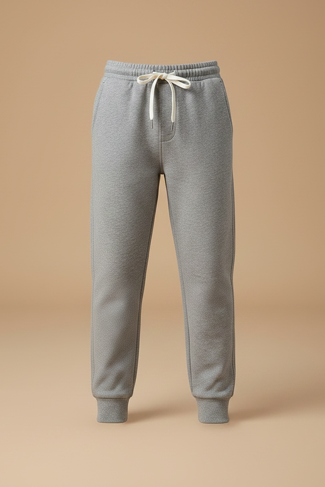 Pantalon Gris Molletonné Jogging Cordon Enfant Décontracté - vue 3