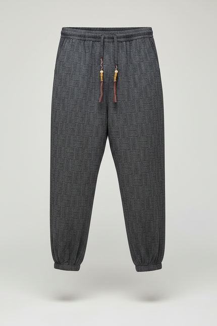 Pantalon Gris Harem Motif Géométrique Décontracté Homme - Coton - vue 3