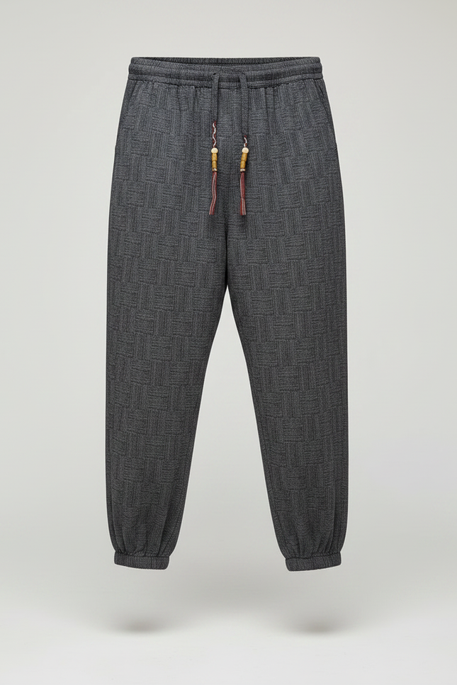 Pantalon Gris Harem Motif Géométrique Décontracté Homme - Coton - vue 3