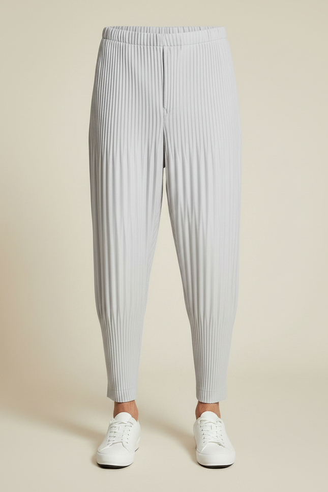 Pantalon Gris Plissé Ample Décontracté Homme - Polyester - vue 3