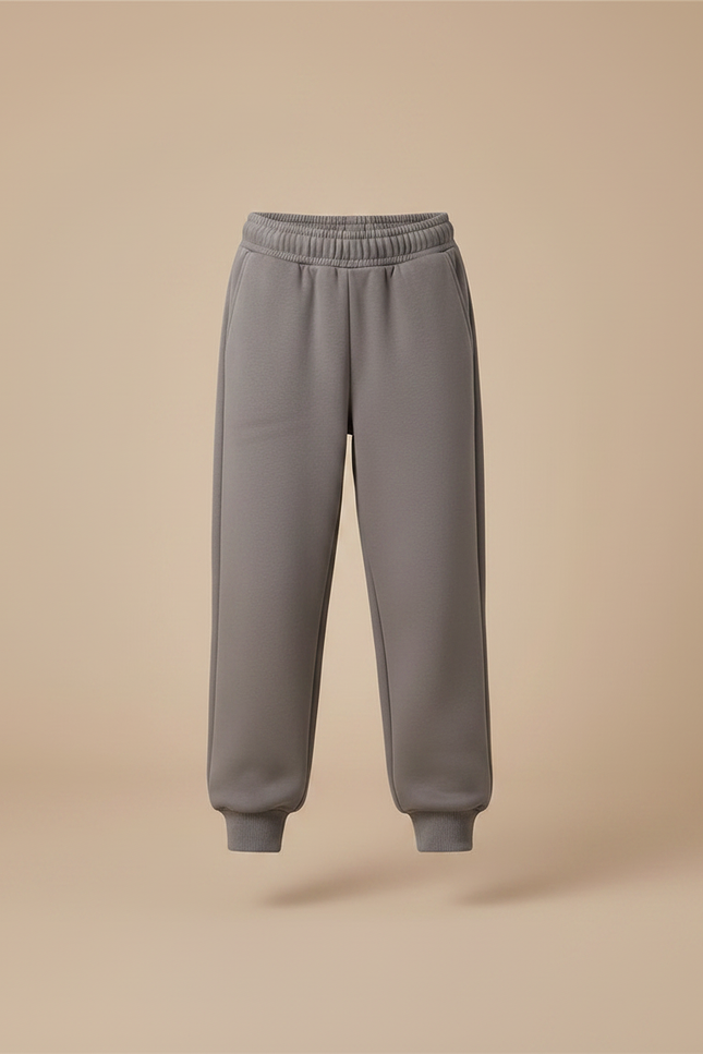 Pantalon Gris Molletonné Enfant Décontracté Uni - vue 3