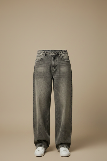 Pantalon Gris Jean Ample Décontracté Homme Y2K - vue 3