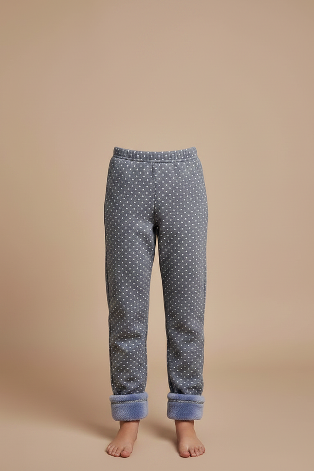 Pantalon Gris Polka Doublé Chaud Confortable Enfant - Molleton - vue 3