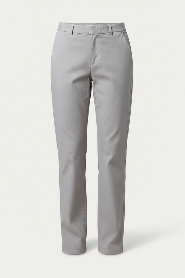 Pantalon Gris Chino Droit Coton Stretch Décontracté - vue 3