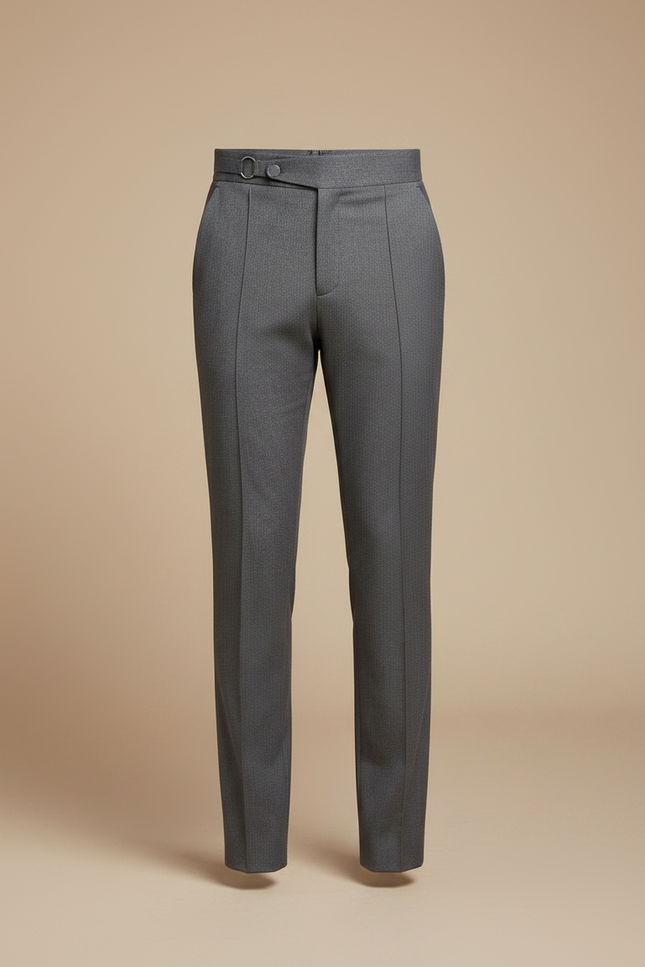 Pantalon Gris Ajusté Élégant Habillé Homme - Gabardine - vue 3