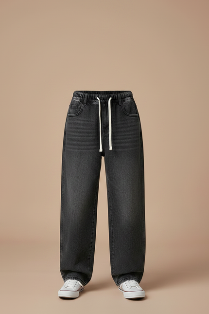 Pantalon Gris Ample Décontracté Enfant Coton - Jean - vue 3