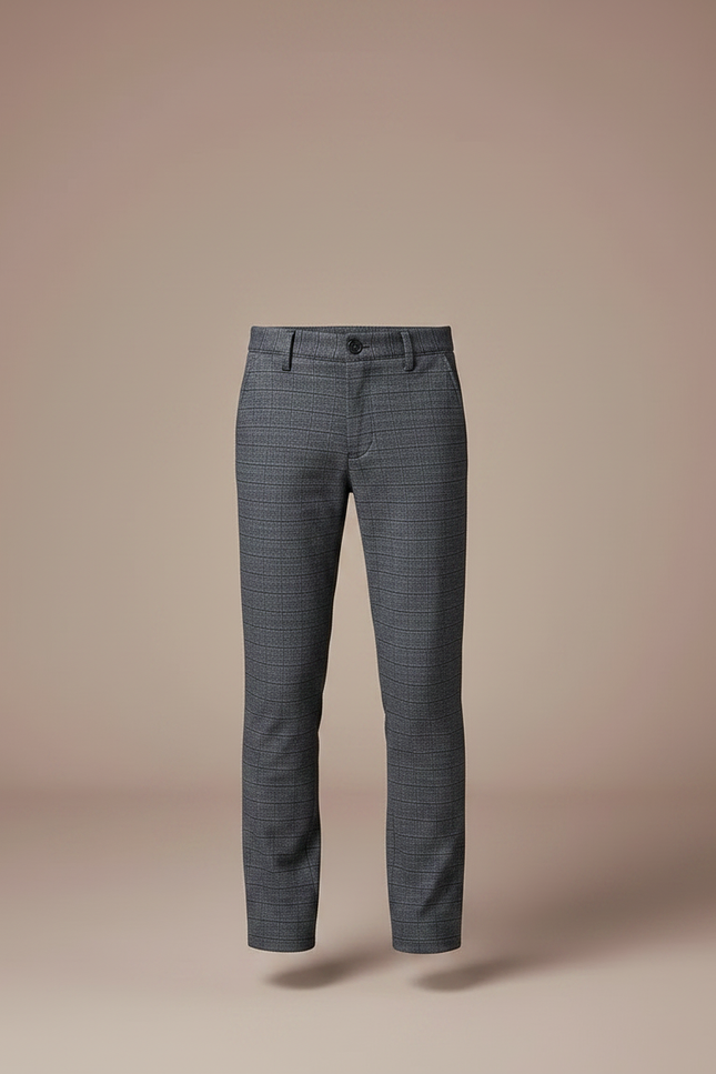Pantalon Gris Carreaux Droit Décontracté Garçon - Laine - vue 3