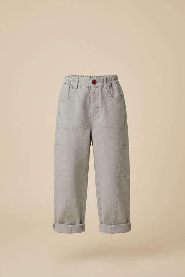 Pantalon Gris Cargo Ample Coton Enfant Décontracté - vue 3