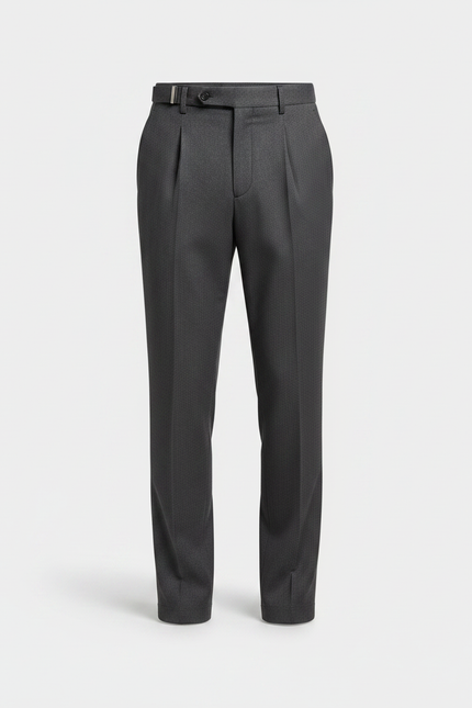 Pantalon Gris Laine Plissé Slim Habillé Élégant - vue 3
