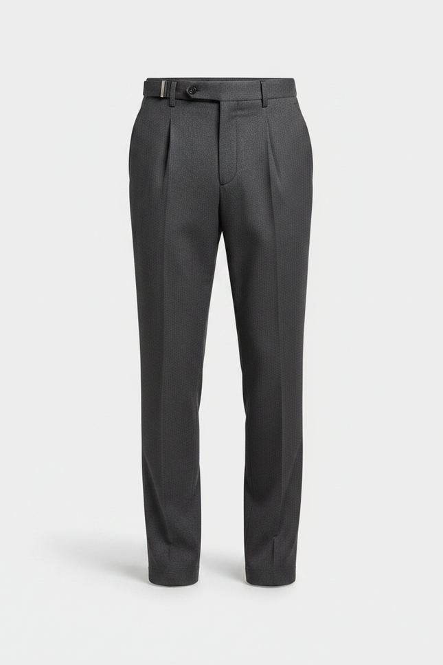Pantalon Gris Laine Plissé Slim Habillé Élégant - vue 3