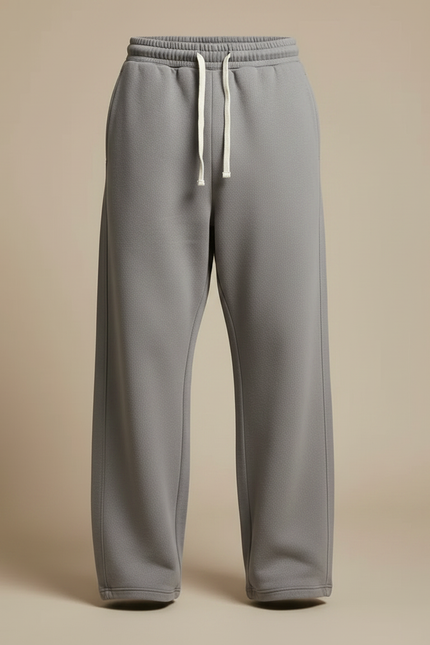 Pantalon Gris Large Molletonné Confortable Décontracté Cordon - vue 3