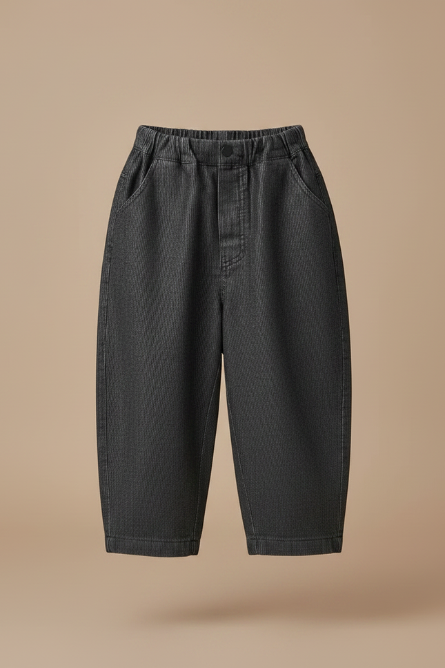 Pantalon Gris Ample Côtelé Décontracté Enfant - Cordé - vue 3