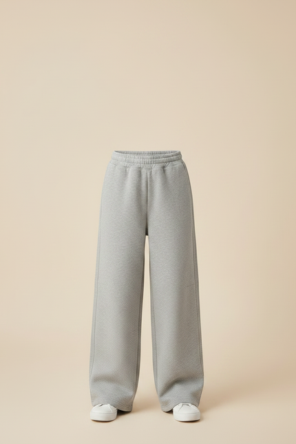 Pantalon Gris Ample Molletonné Décontracté Enfant Fille - vue 3
