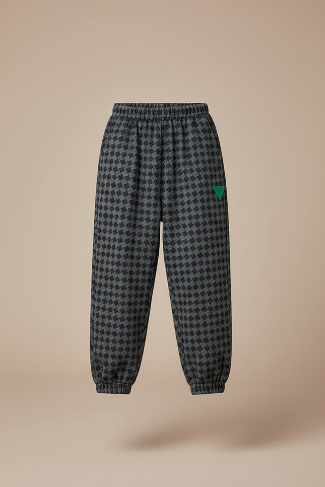 Pantalon Gris Carreaux Élastique Cheville Garçon - Molleton - vue 3
