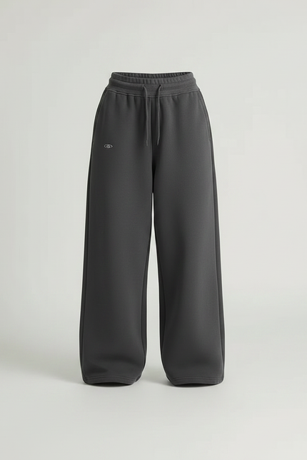 Pantalon Gris Large Coton Décontracté Femme - Molleton - vue 3