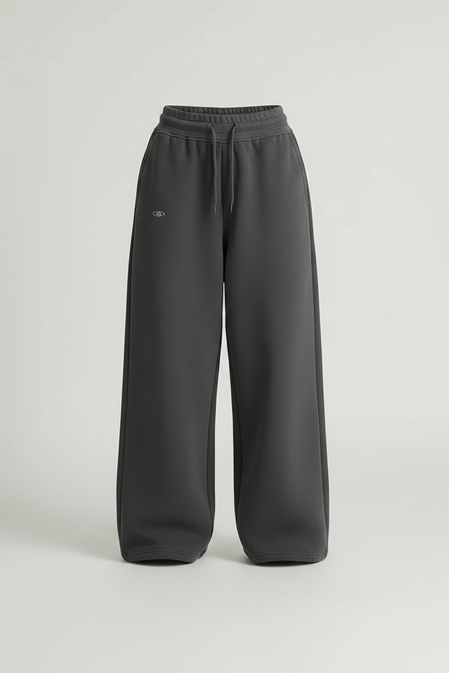 Pantalon Gris Large Coton Décontracté Femme - Molleton - vue 3