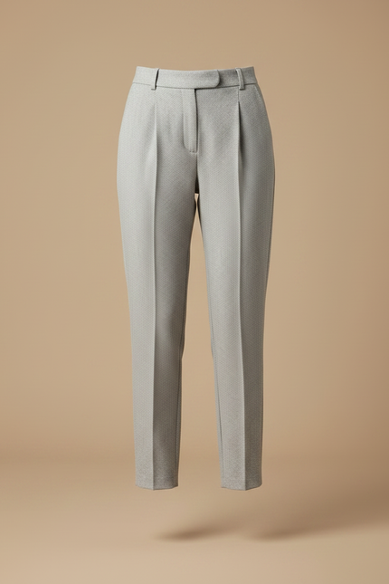 Pantalon Gris Plissé Taille Haute Élégant Femme - Laine - vue 3