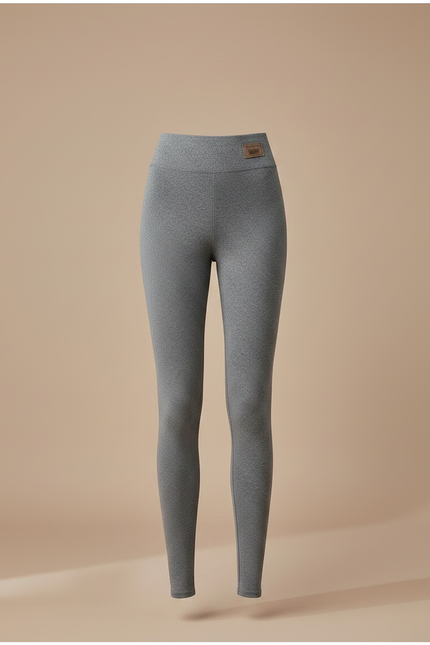 Pantalon Gris Coton Imprimé Taille Haute Moulant - Molleton - vue 3
