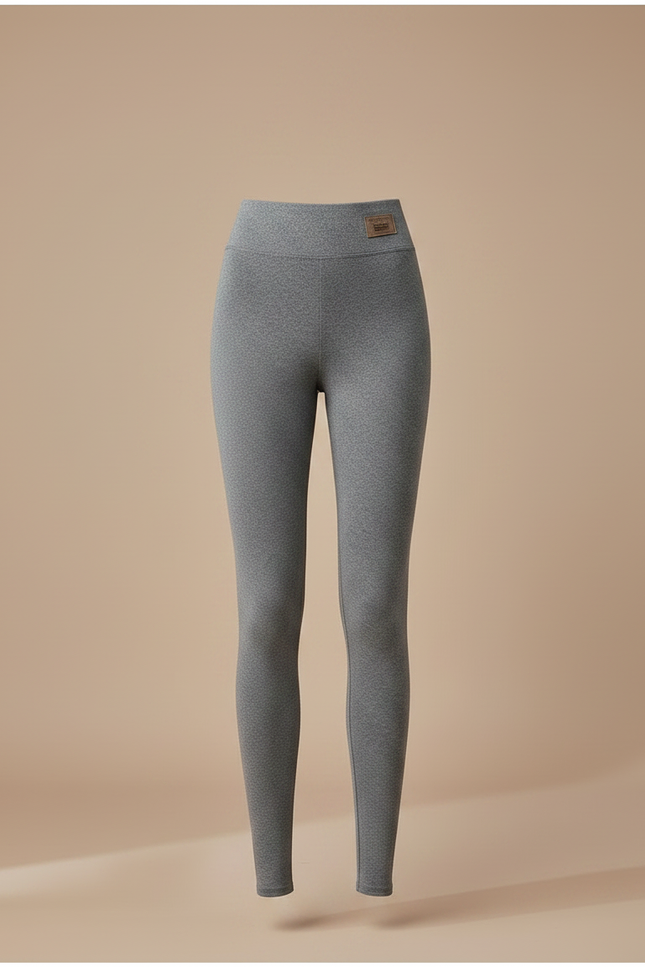 Pantalon Gris Coton Imprimé Taille Haute Moulant - Molleton - vue 3
