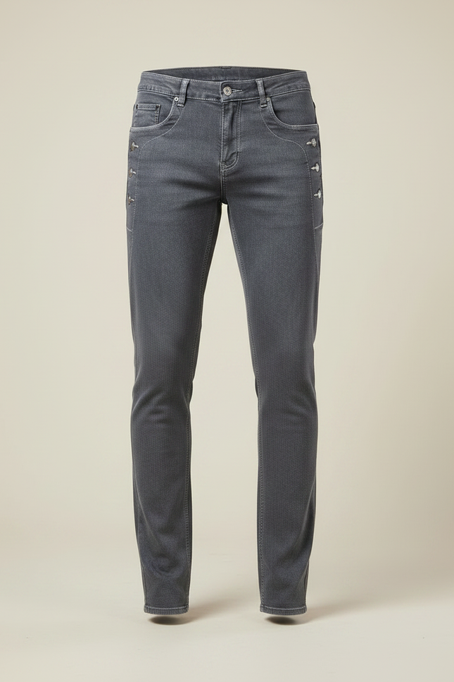 Pantalon Gris Jeans Slim Ajusté Homme - vue 3
