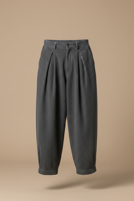 Pantalon Gris Ample Décontracté Côtelé Homme - Cordé - vue 3