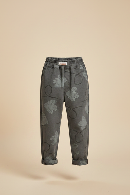 Pantalon Gris Imprimé Cartoon Ample Décontracté Enfant - Molleton - vue 3