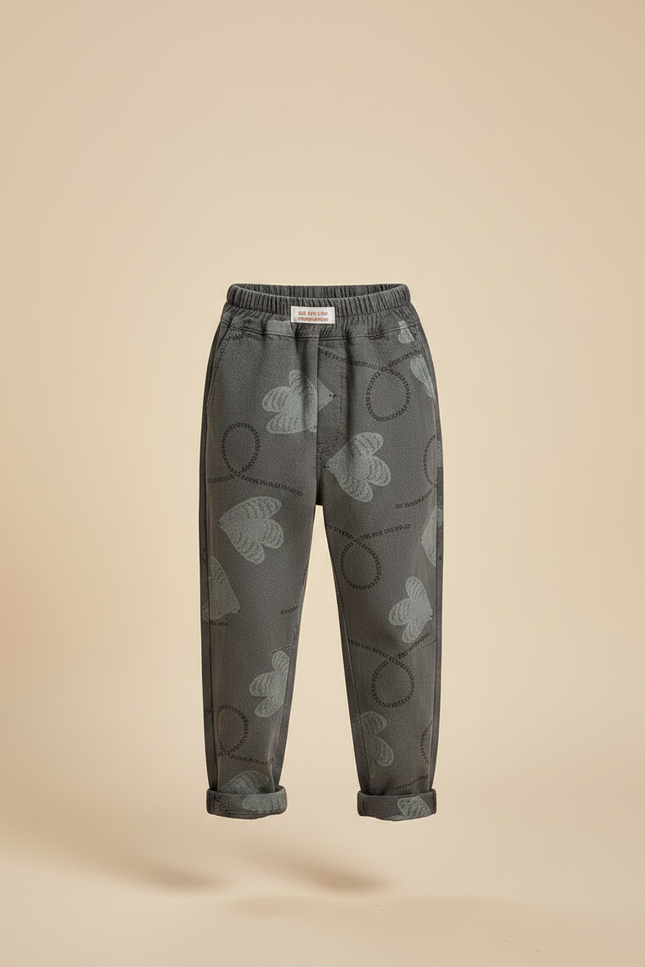 Pantalon Gris Imprimé Cartoon Ample Décontracté Enfant - Molleton - vue 3