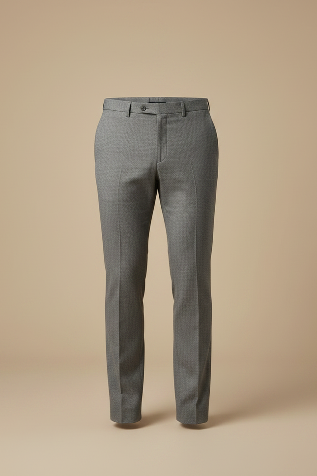 Pantalon De Costume Gris A Carreaux - Laine - vue 3