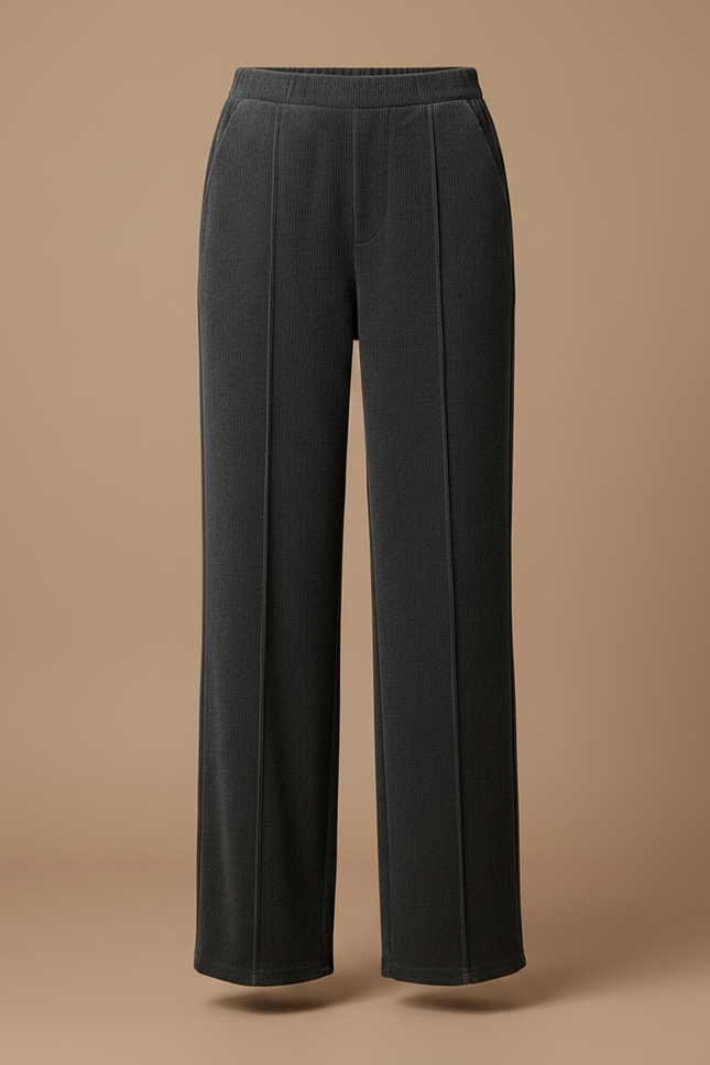 Pantalon Gris Côtelé Large Décontracté Confortable Femme - Cordé - vue 3